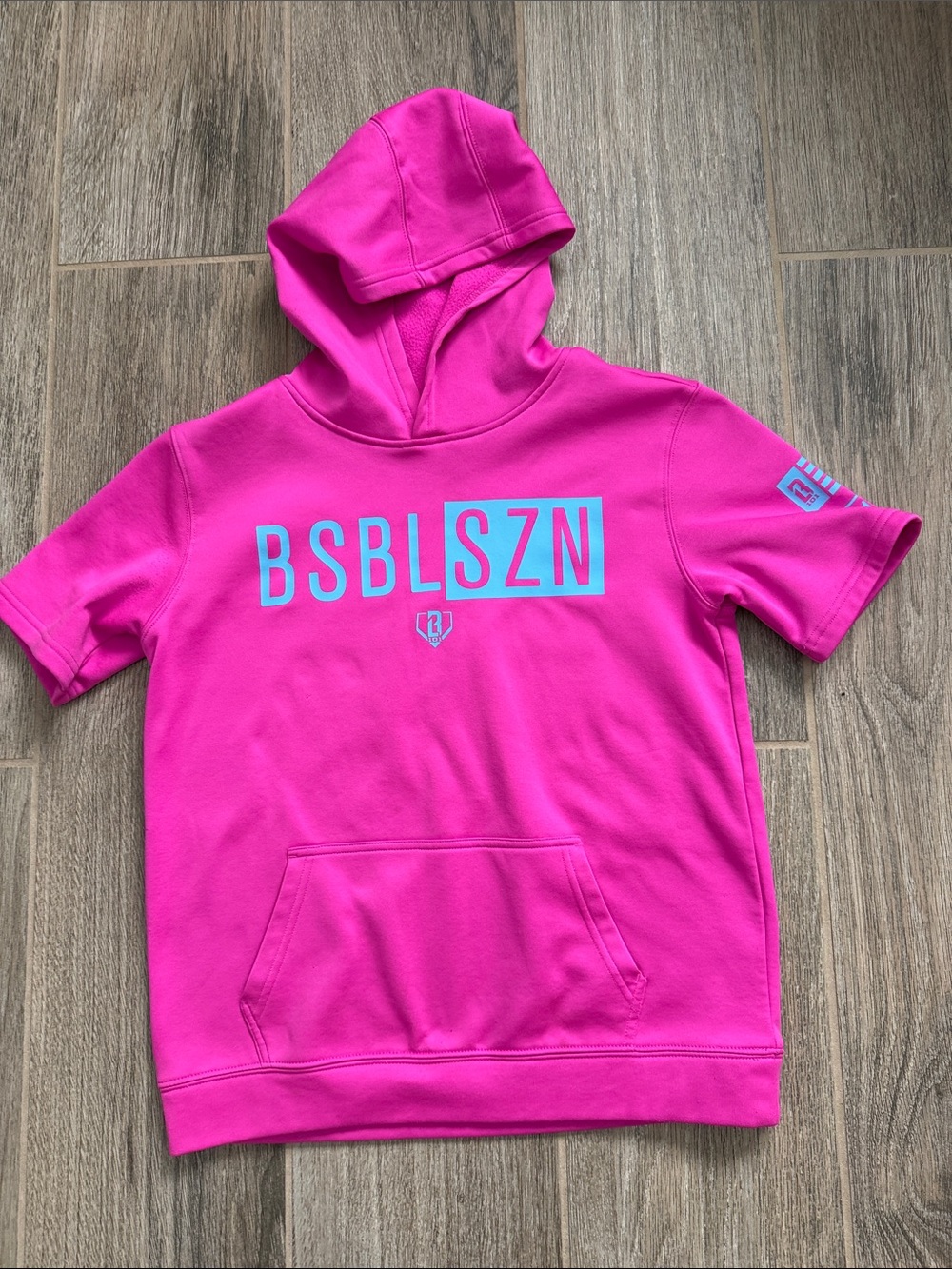 BSBL SZN Kids' Short-Sleeve Hoodie - Hot Pink. Boys size large